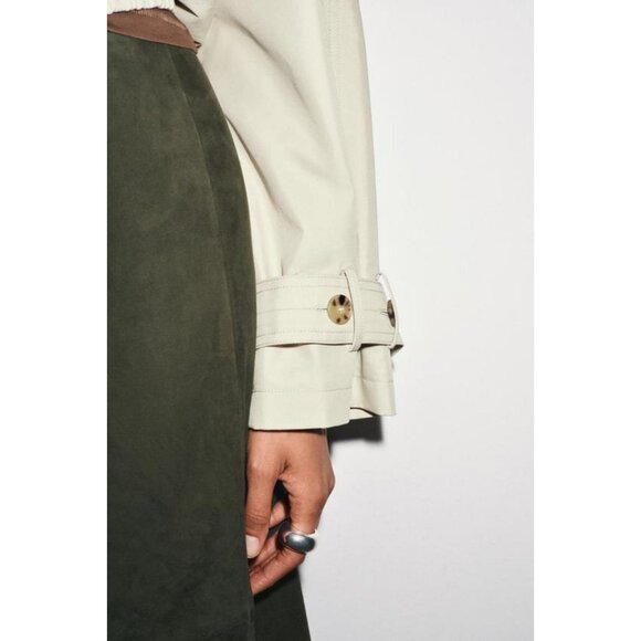 ZARA ZW COLLECTION WATER-REPELLENT SHORT TRENCH COAT - Picture 10 of 12